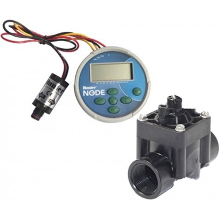 Hunter NODE-100-VALVULA-B – Programador a pilas NODE 1 estación, con electroválvula PGV-101G-B y solenoide 9 V