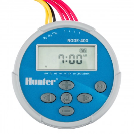 Hunter NODE-400 – Programador a pilas NODE 4 estaciónes, sin solenoides